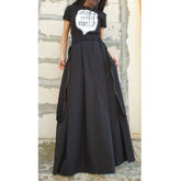 Long Flow Skirt with Pockets & Zipper – Soft Stretch Fabric, Wide Elastic Waist